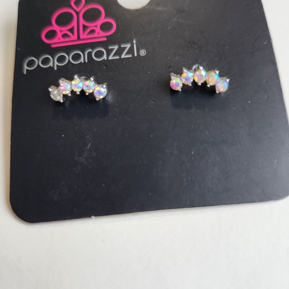 Paparazzi Silver and White Earrings